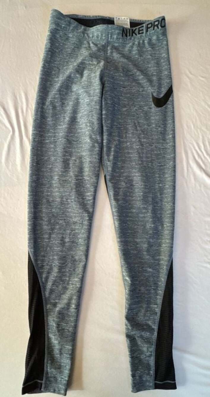 Z632 Nike Pro Heathered Blue and Black Mesh Training Leggings